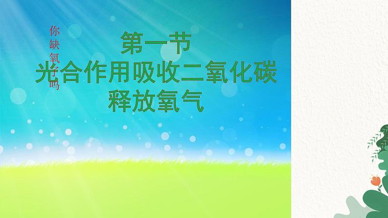 人教版生物七年级上册 3.5.1 光合作用吸收二氧化碳释放氧气课件02