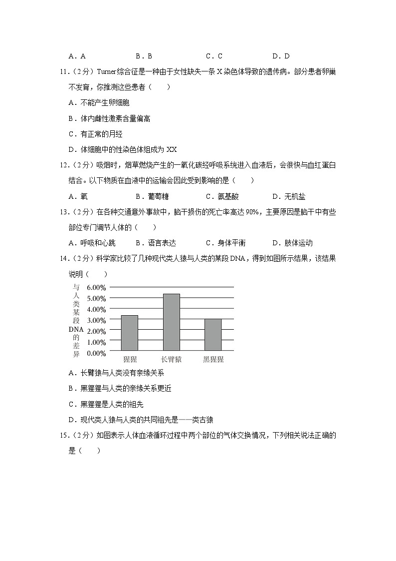 2023年山西省晋中市中考生物试卷(含答案)03