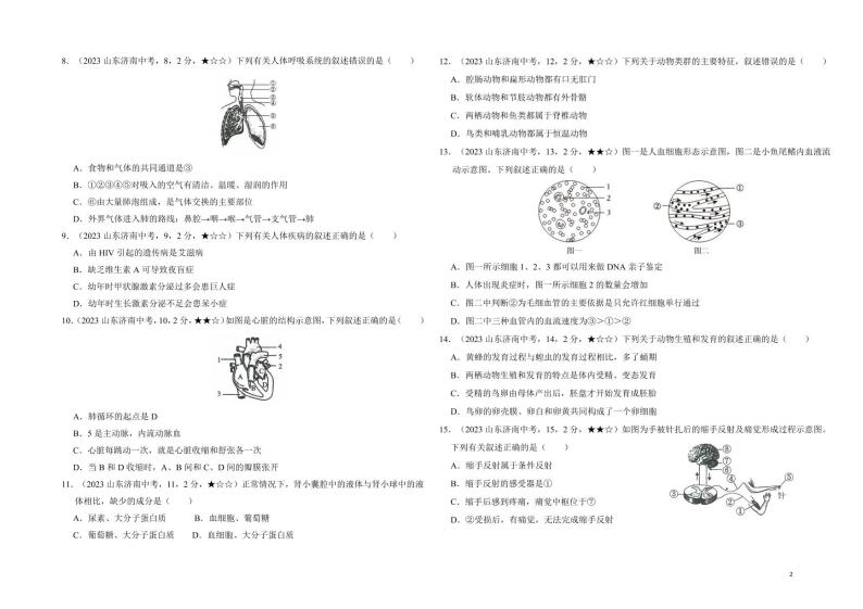 45_2023年山东省济南市中考生物真题试卷02