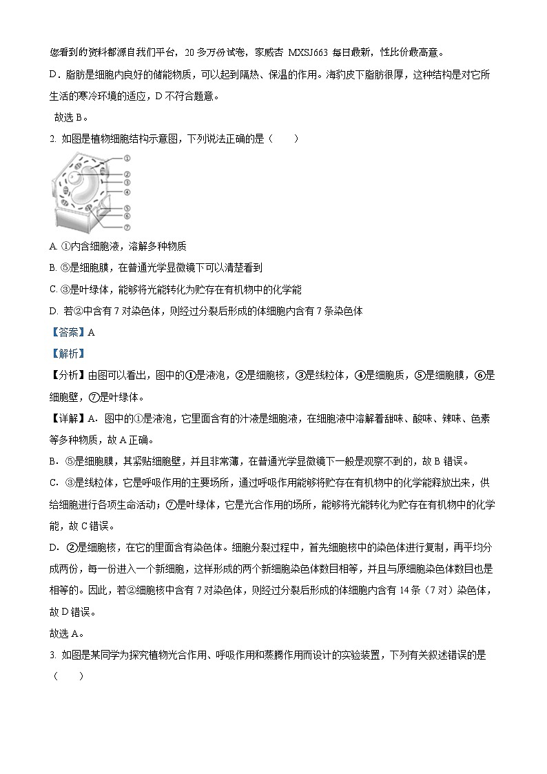 19,2023年山东省济南市天桥区中考二模生物试题02