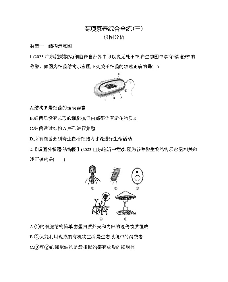 专项素养综合全练(三)识图分析--北京版初中生物八年级下册同步练习第1页