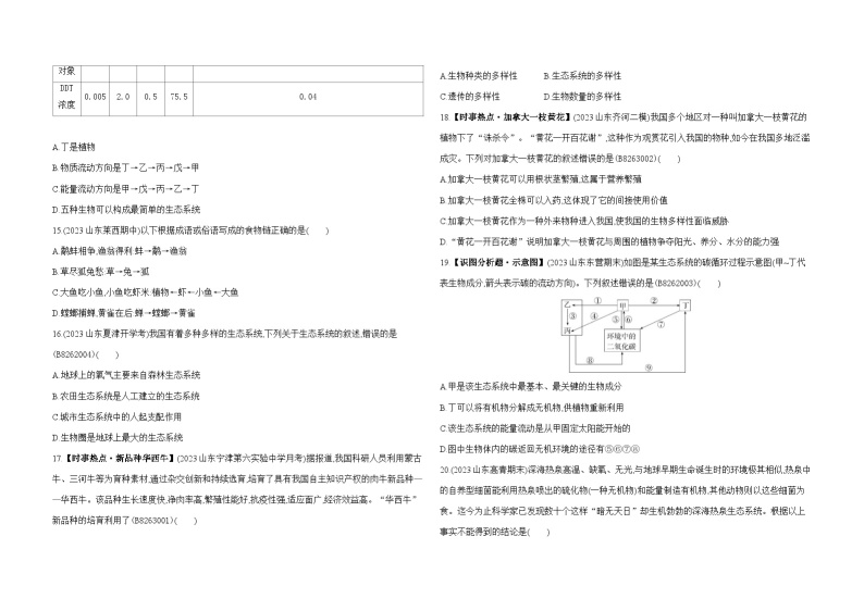 期中素养综合测试--济南版初中生物八年级下册同步练习03