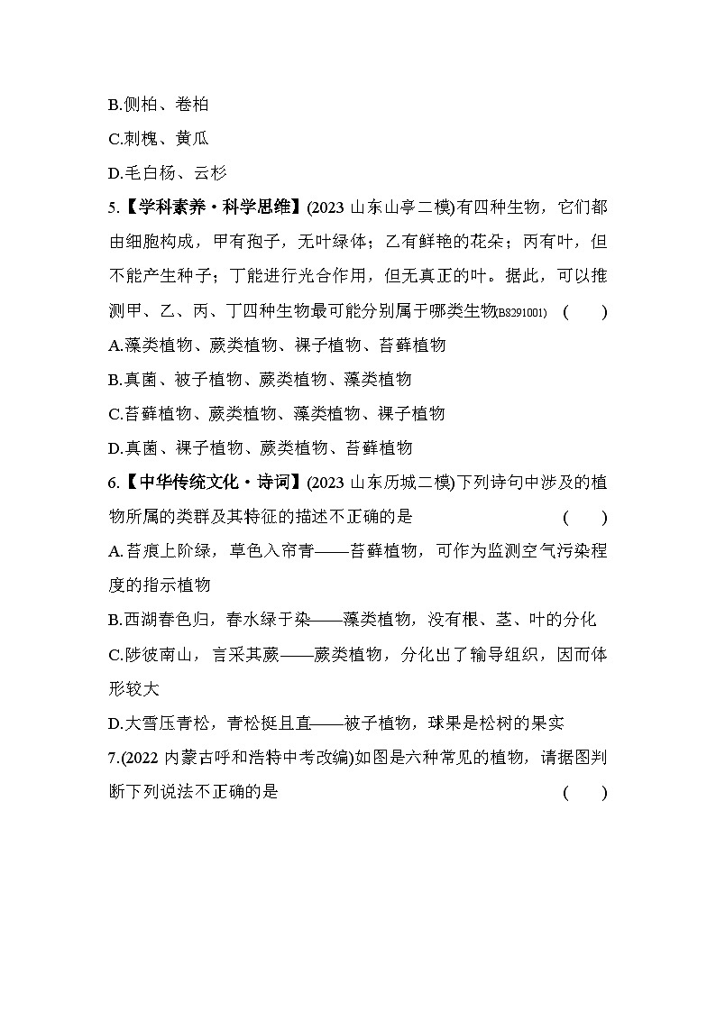 9.11 尝试对生物进行分类--五四学制鲁科版版初中生物八年级下册同步练习第3页