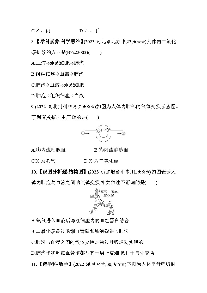 3.12 呼吸的过程--冀少版初中生物七年级下册同步练习第3页