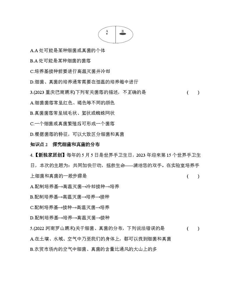 1.1 细菌和真菌的分布--五·四学制鲁科版初中生物七年级下册同步练习02