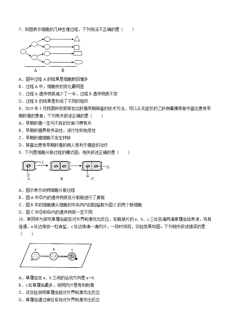 陕西省渭南市大荔县2023-2024学年七年级上学期期末生物试题第2页