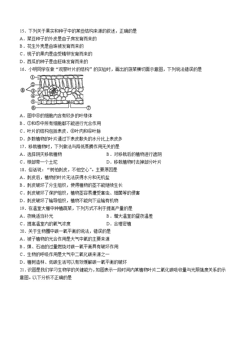 山东省临沂市沂水县2023-2024学年七年级上学期期末生物试题第3页