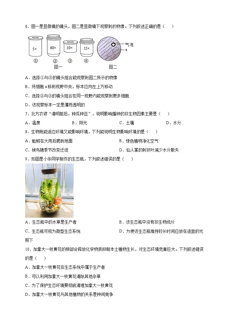 徐州市2022-2023学年七年级上学期期末生物试题(含答案和解析)02