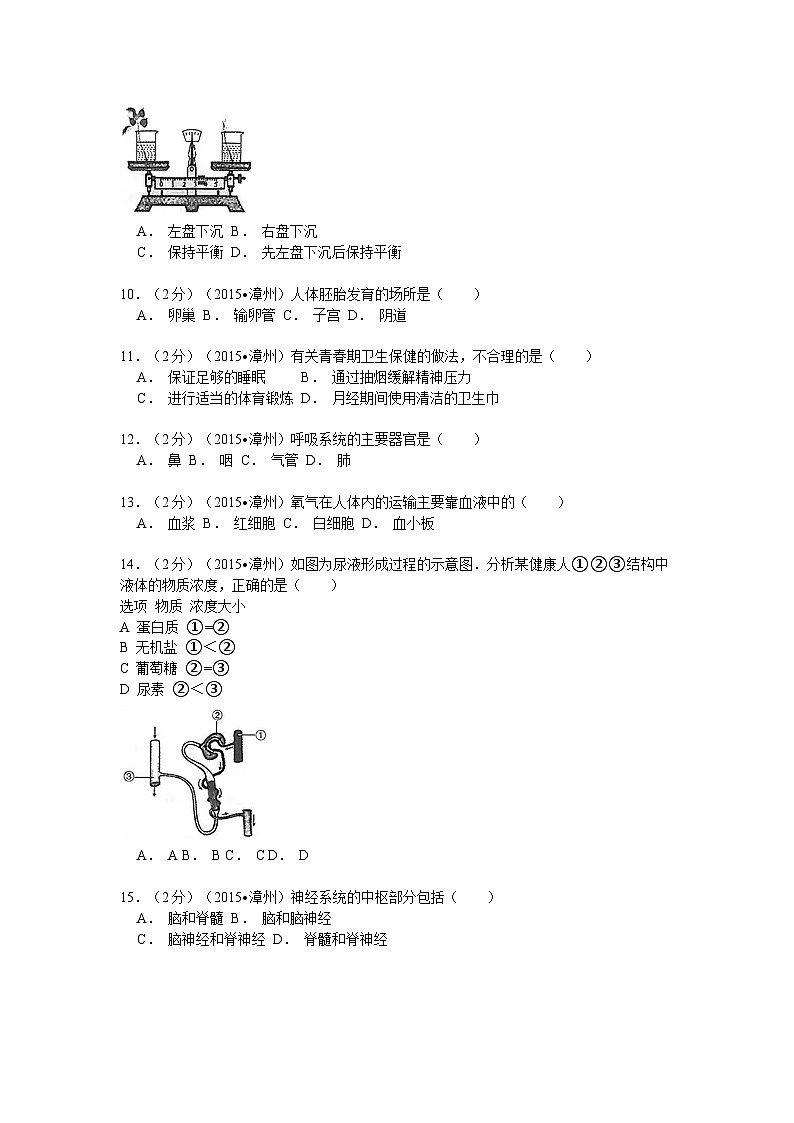 【全套精品專題】初中生物復(fù)習(xí)專題精講 福建省漳州市中考生物模擬試題（word版，含解析）第2頁(yè)