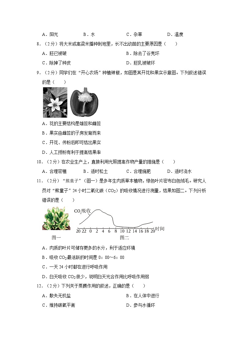 2024年广东省中考生物模拟试卷(四)02