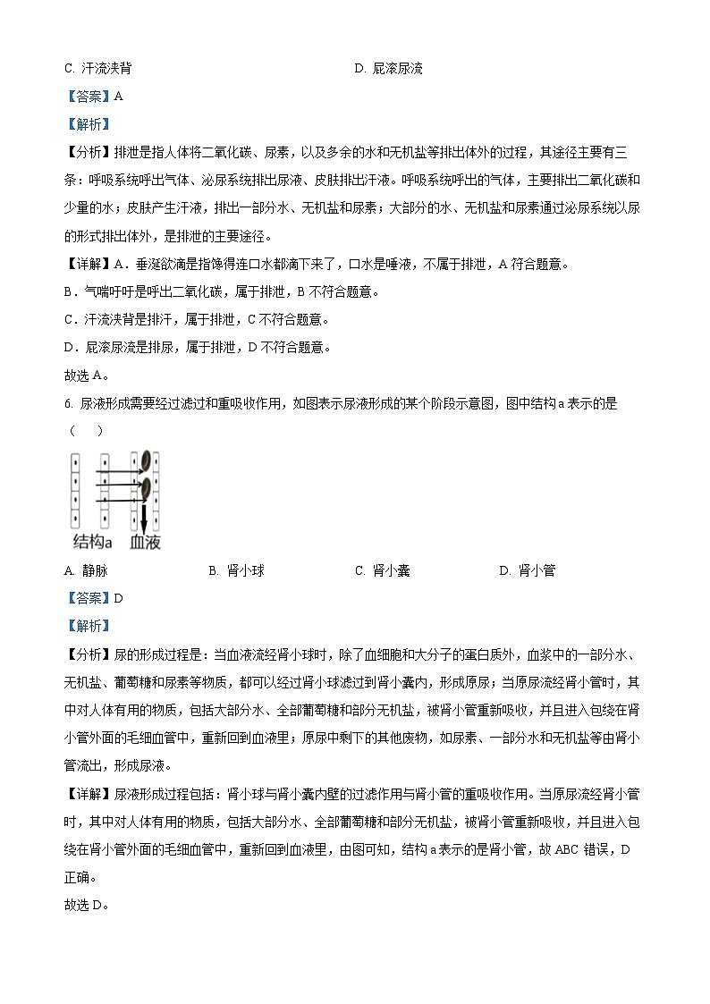 江苏省泰兴市2023-2024学年八年级上学期期末生物试题(原卷版+解析版)03