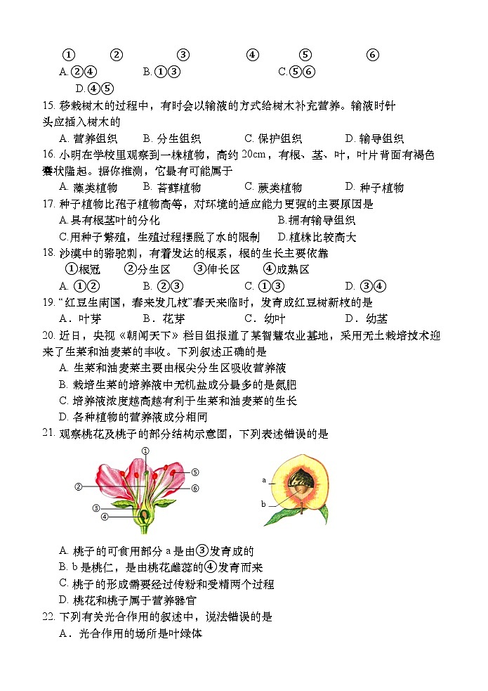 重庆市永川区2023-2024学年七年级上学期期末教学质量监测生物试题(含答案)03