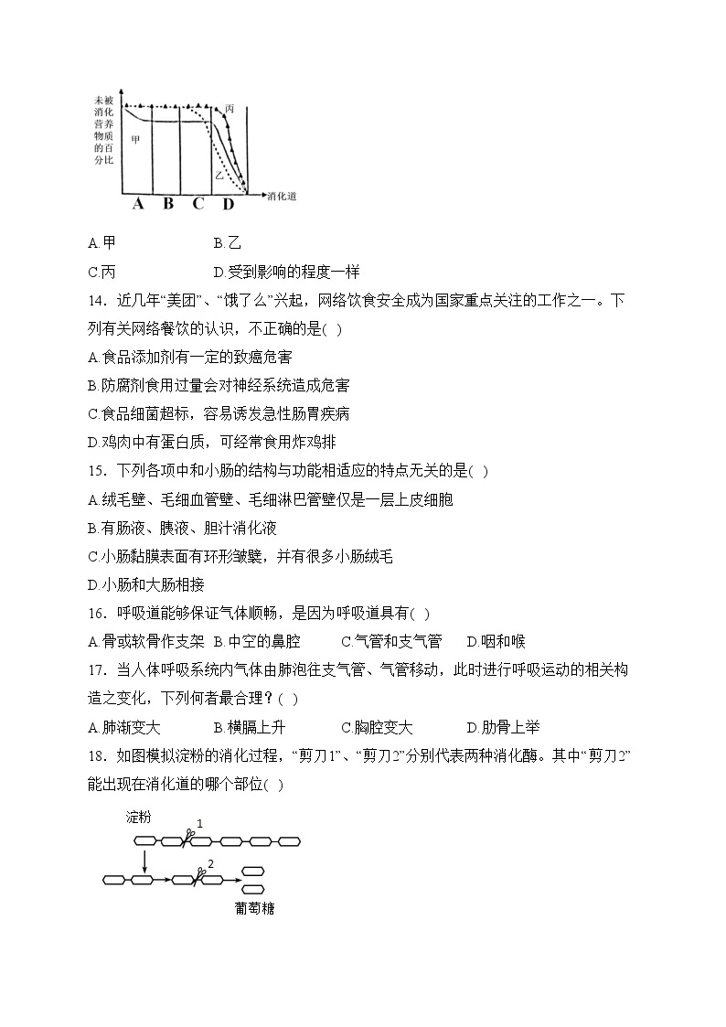 湖南省怀化市新晃县2022-2023学年七年级下学期期中质量检测生物试卷(含答案)03