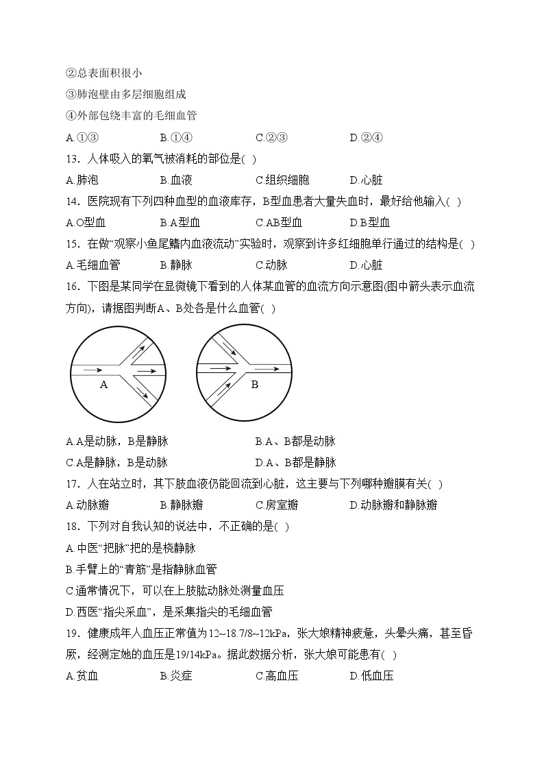 山东省枣庄市滕州市2022-2023学年七年级下学期期中考试生物试卷(含答案)03