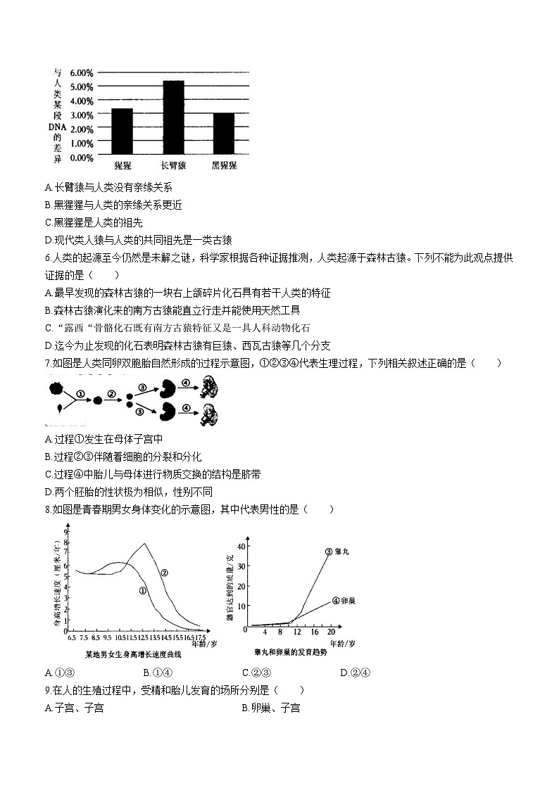 湖南省娄底市涟源市2023-2024学年七年级下学期3月月考生物试题第2页