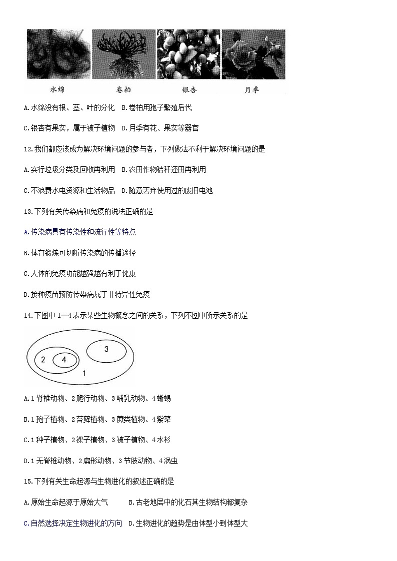 【全套精品專題】初中生物復習專題精講河北省保定市中考生物模擬試題（word版，含答案）第3頁