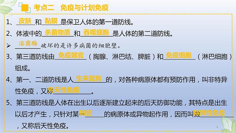 (通用版)中考生物一轮复习精讲课件专题22 健康地生活(含答案)第8页