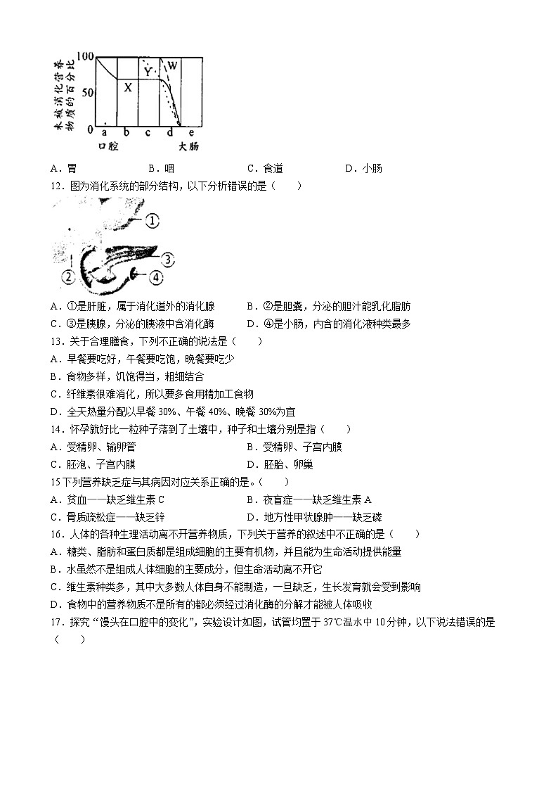 河南省南阳市淅川县第一教育集团2023-2024学年七年级下学期3月月考生物试题(无答案)第2页