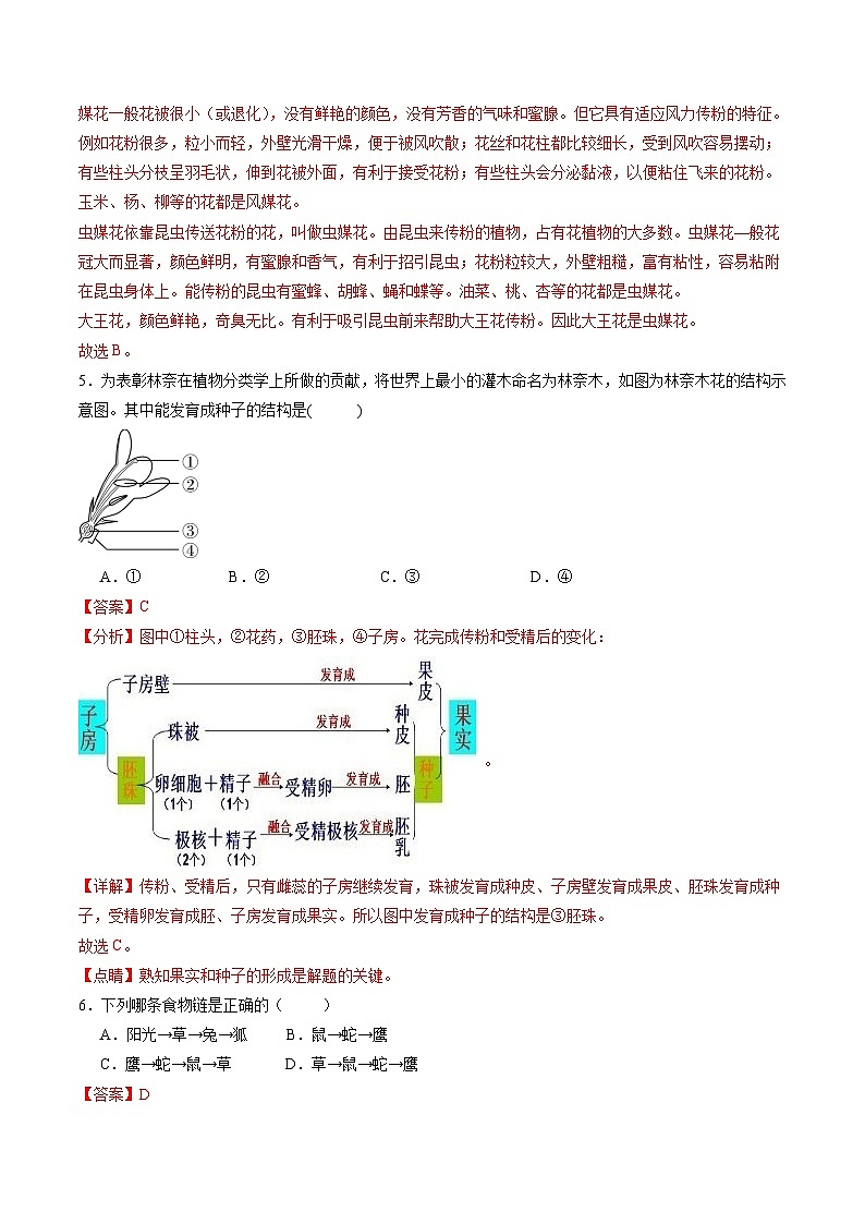 2024年中考第一次模拟考试题:生物(北京卷)(教师用)第3页