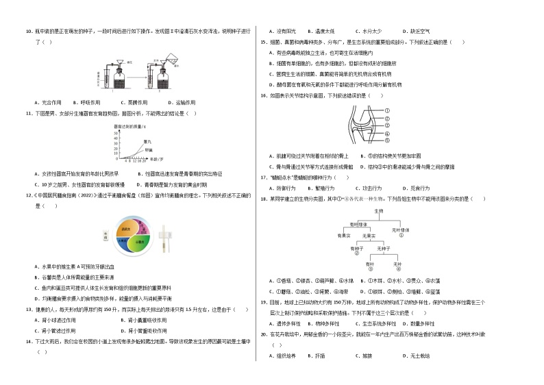 生物（泰州卷）-2024年会考第一次模拟考试02