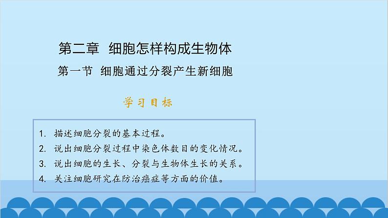 人教版生物七年级上册 2.2.1 细胞通过分裂产生新细胞课件第1页