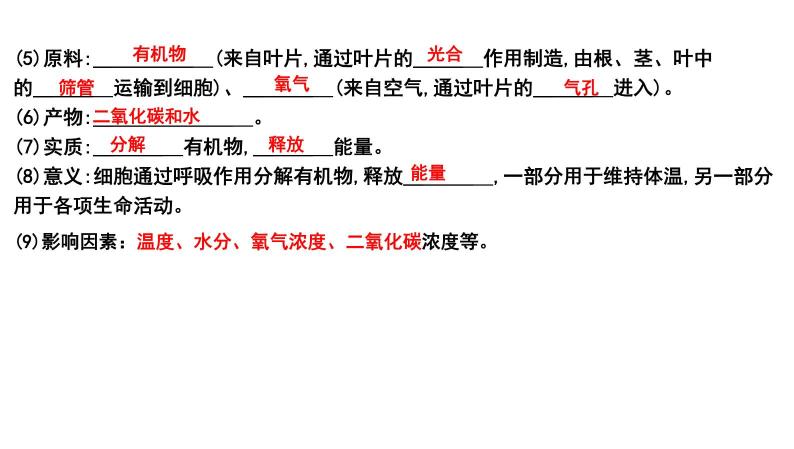 中考生物一轮复习考点通关课件专题10 绿色植物的呼吸作用（含答案）02