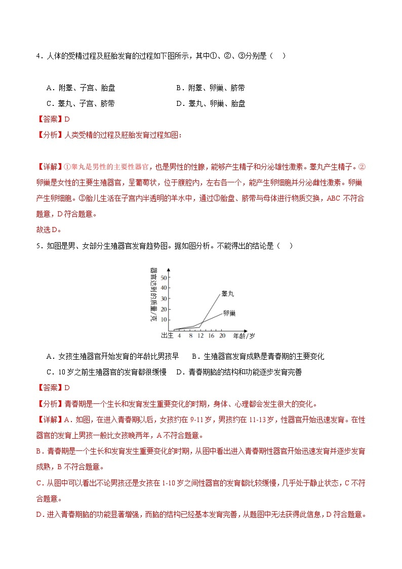 2023-2024学年初中下学期期中考试 七年级生物期中模拟卷（长沙专用）03