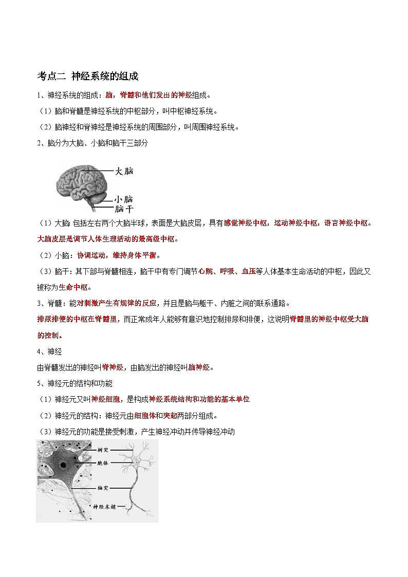 中考生物一轮复习抓重点考典型专题14 人体生命活动的调节(含解析)第3页