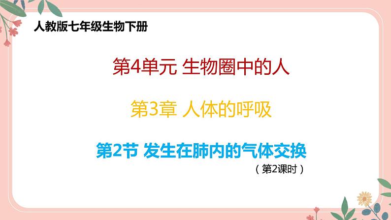 4.3.2 发生在肺内的气体交换(第2课时)-七年级生物下册 教学课件 (人教版)第1页