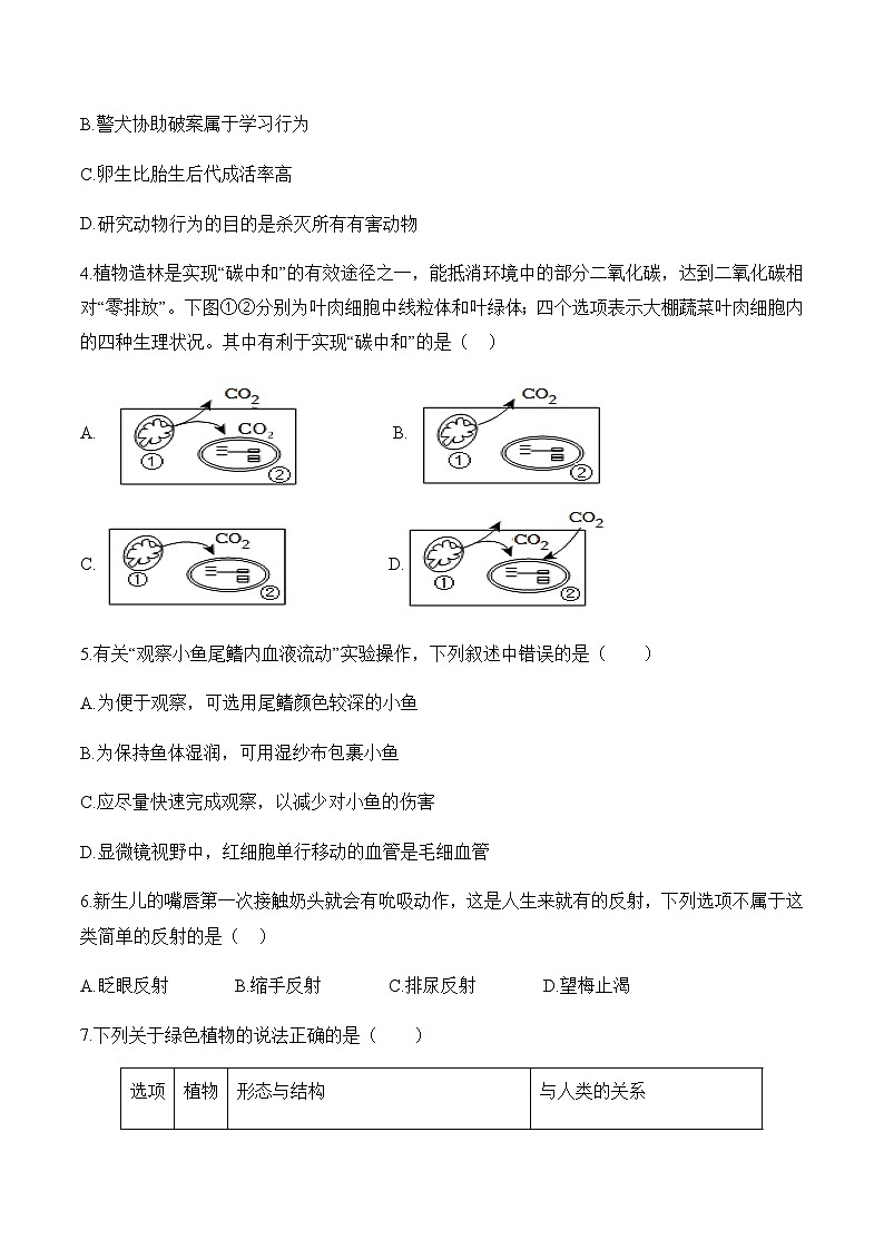 2024届中考生物模拟预热卷 【安徽专用】第2页