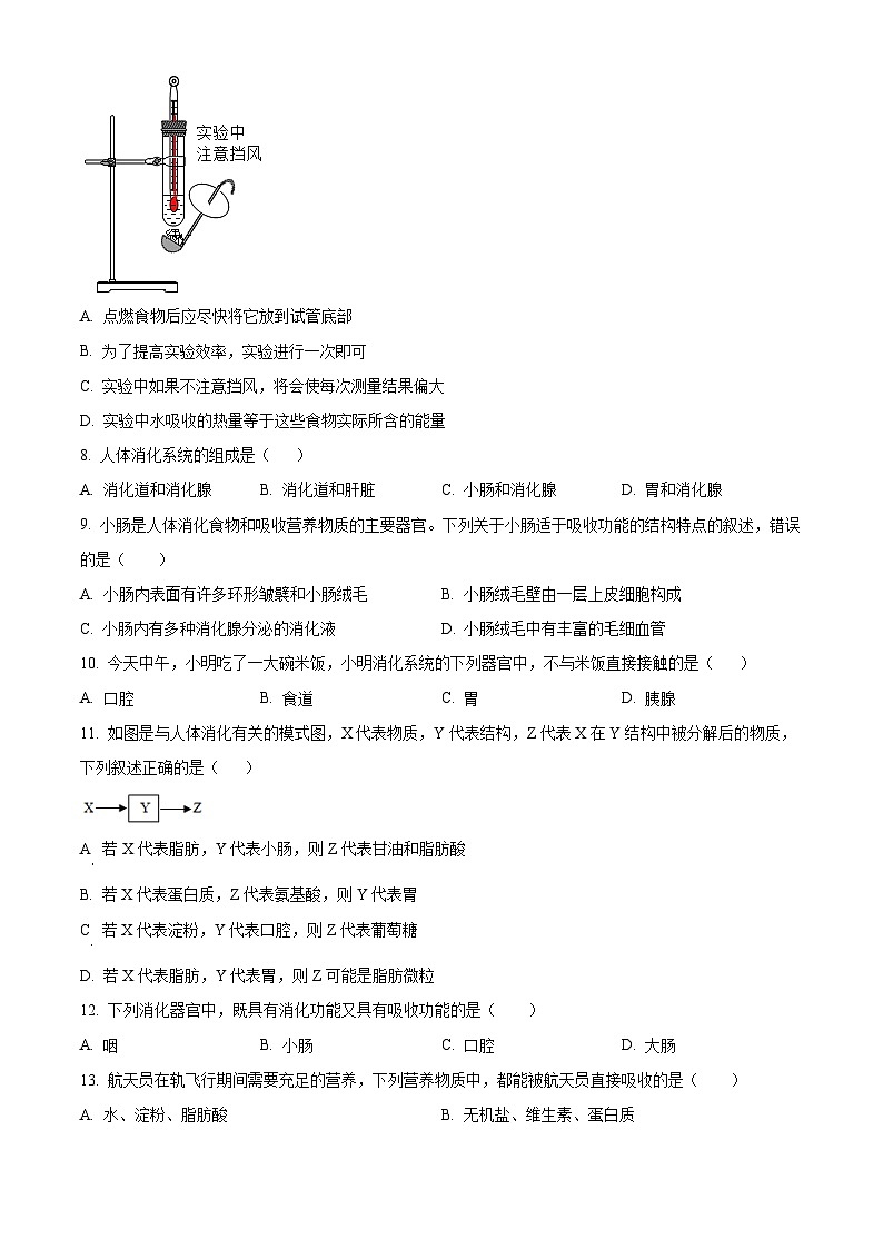 吉林省桦甸市第七中学校2023-2024学年七年级下学期第一次月考生物试题(原卷版)第2页