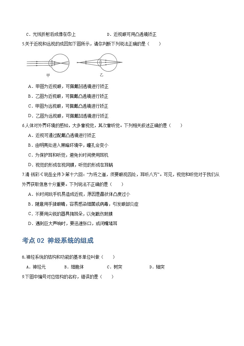 专题14 人体生命活动的调节(练习)(原卷版)第2页