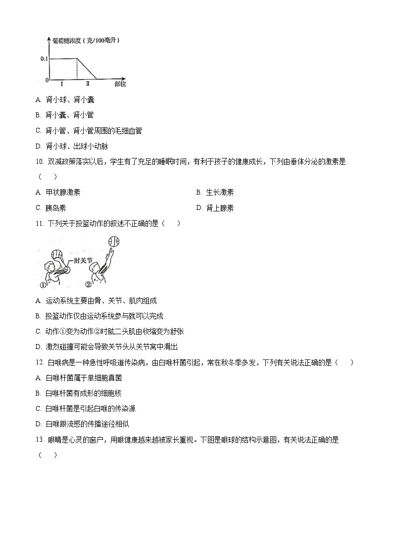 河南省駐馬店市平輿縣2023-2024學年八年級下學期期中生物試題（原卷版）第3頁