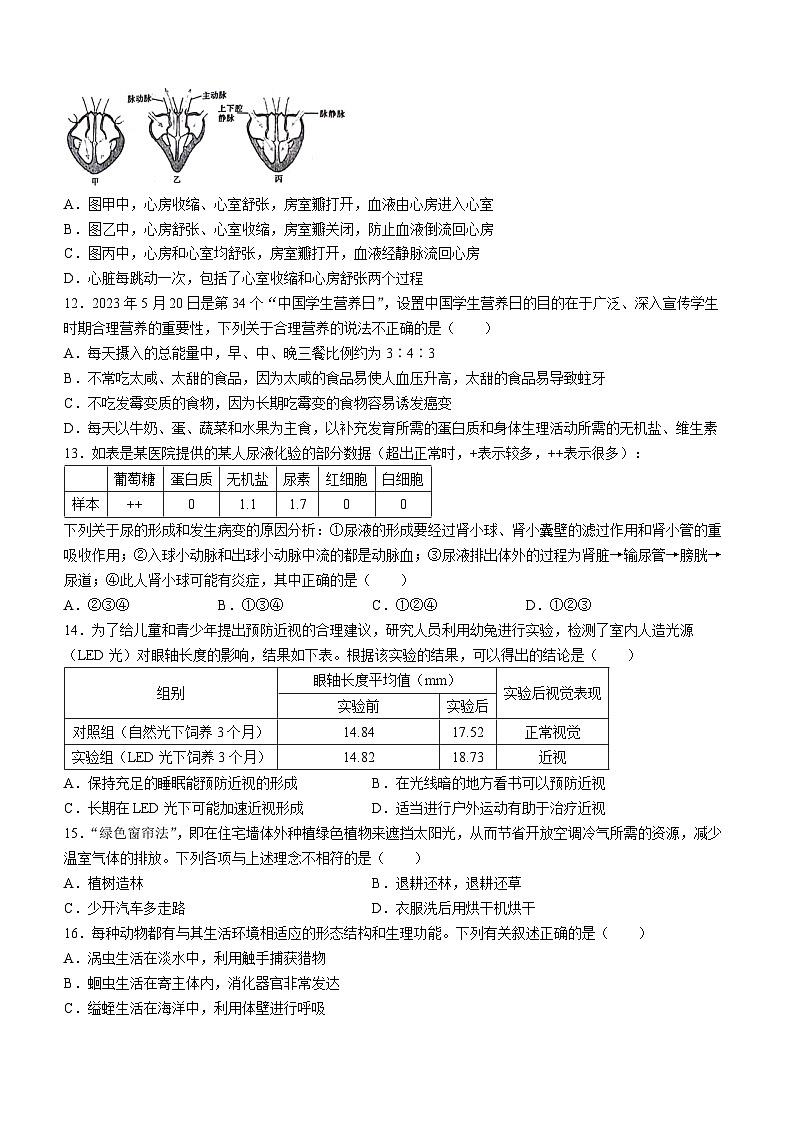 2024年湖南省邵阳市邵东市初中学业水平考试模拟生物试题03