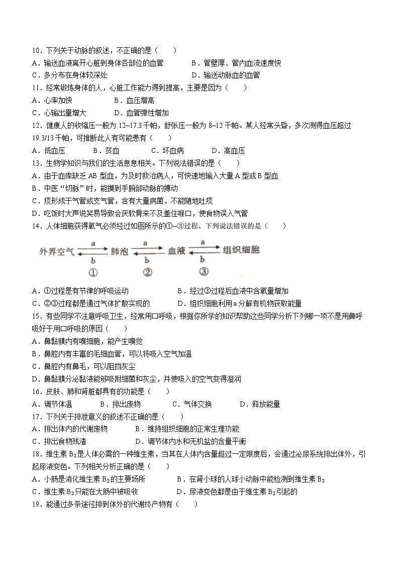 河南省安阳市滑县2023-2024学年七年级下学期4月期中生物试题02