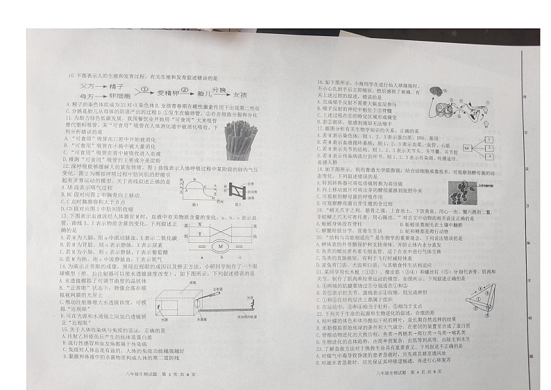 2024年山东省东营市广饶县八年级中考一模生物试题02