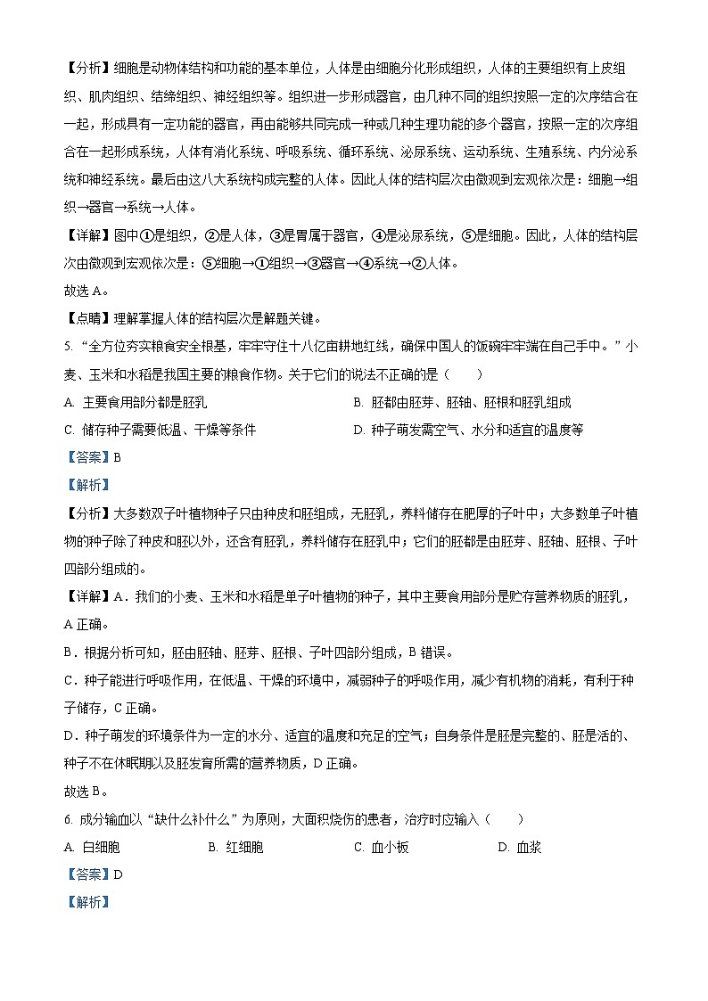 湖南省郴州市桂阳县蒙泉学校2023-2024学年八年级下学期期中生物试题(原卷版+解析版)03