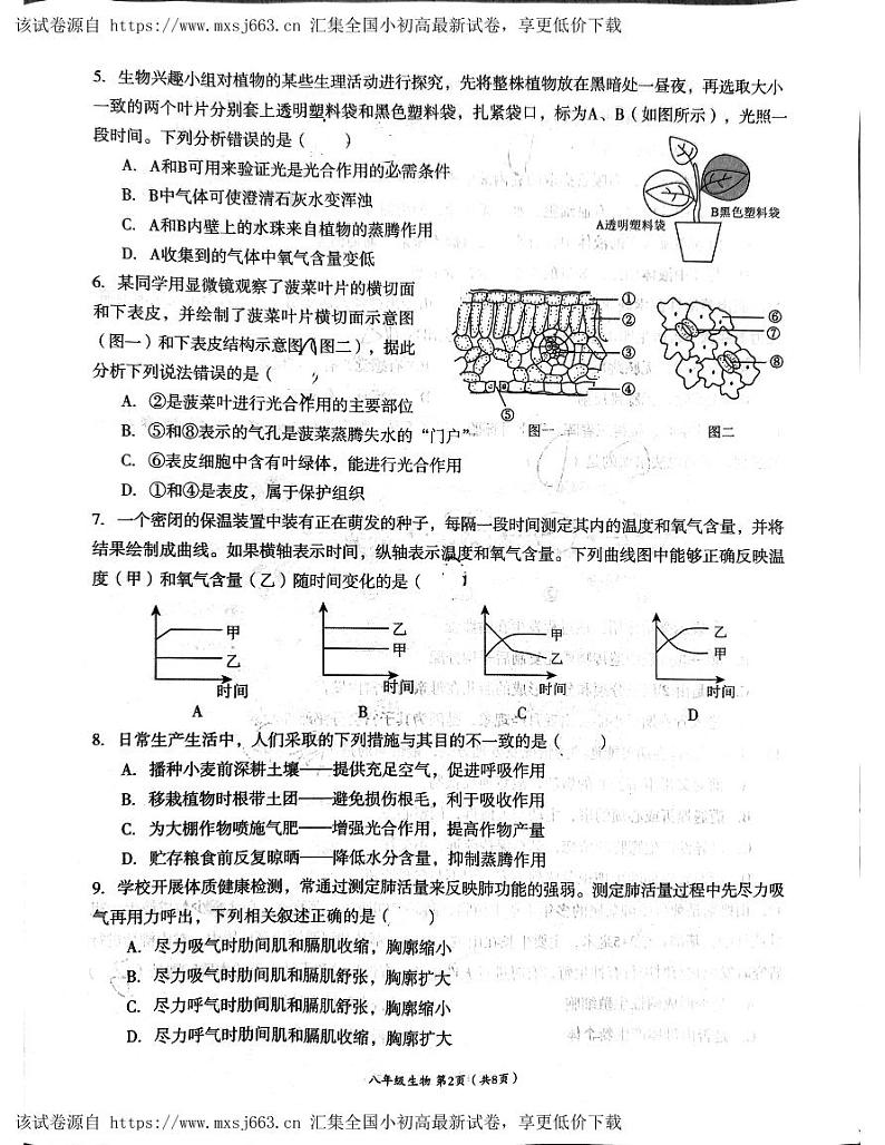 2024年四川省成都市高新技术产业开发区八年级中考模拟预测生物试题第2页