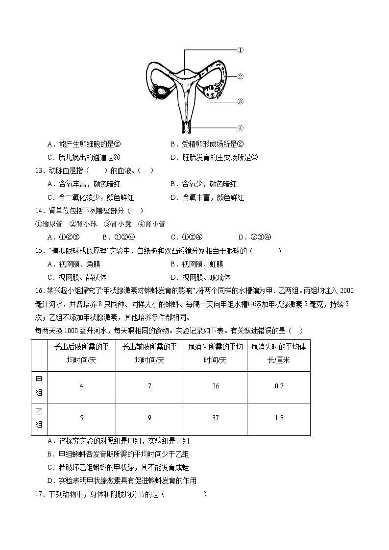 2024年中考押题预测卷(湖南省卷)生物(考试版A4)第3页