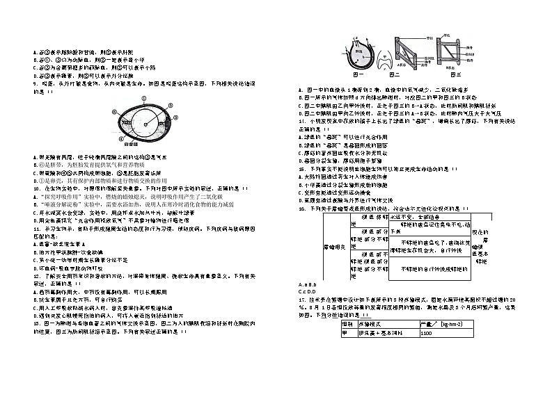 山东省东营市广饶县2023-2024学年中考二模八年级生物试题(图片版,无答案)02