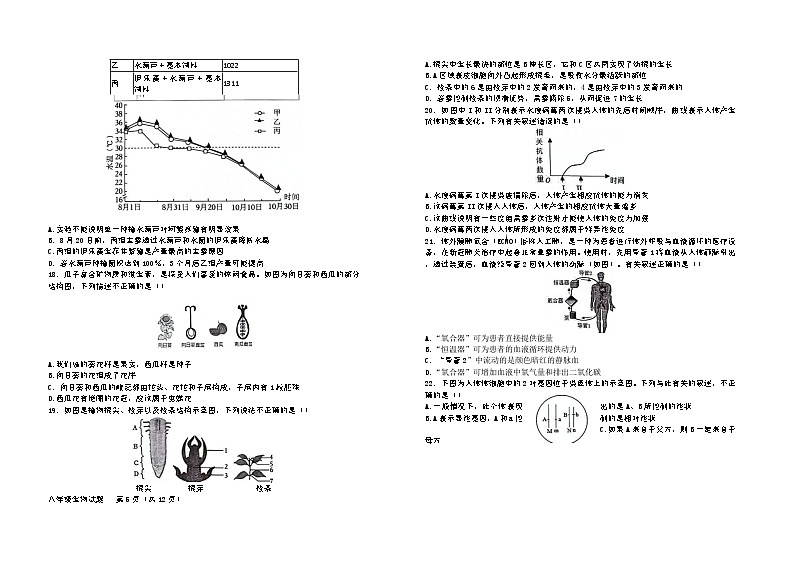 山东省东营市广饶县2023-2024学年中考二模八年级生物试题(图片版,无答案)03