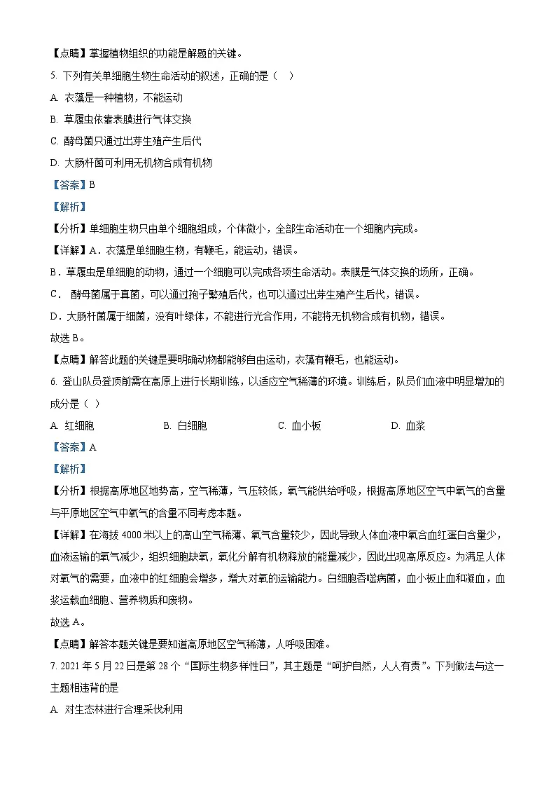 初中中考模拟考试试卷(解析版)第3页