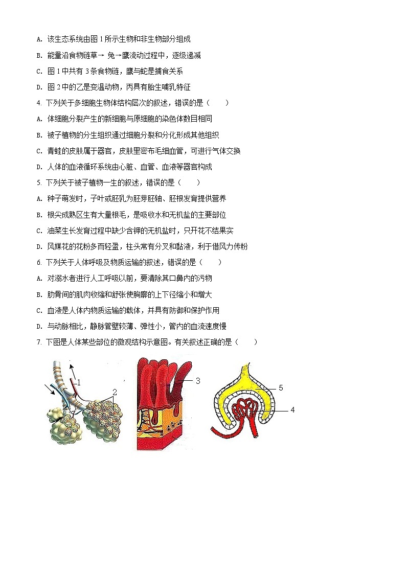 初中学业水平生物模拟考试 (2)第2页