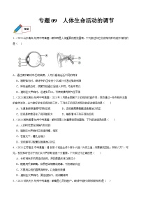 2024年中考生物真题分项汇编（全国通用）-专题09 人体生命活动的调节（原卷版+解析版）