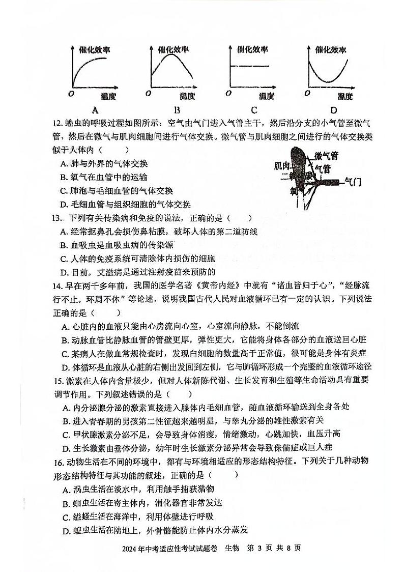 2024年湖南省邵阳市邵东市中考三模生物试题第3页
