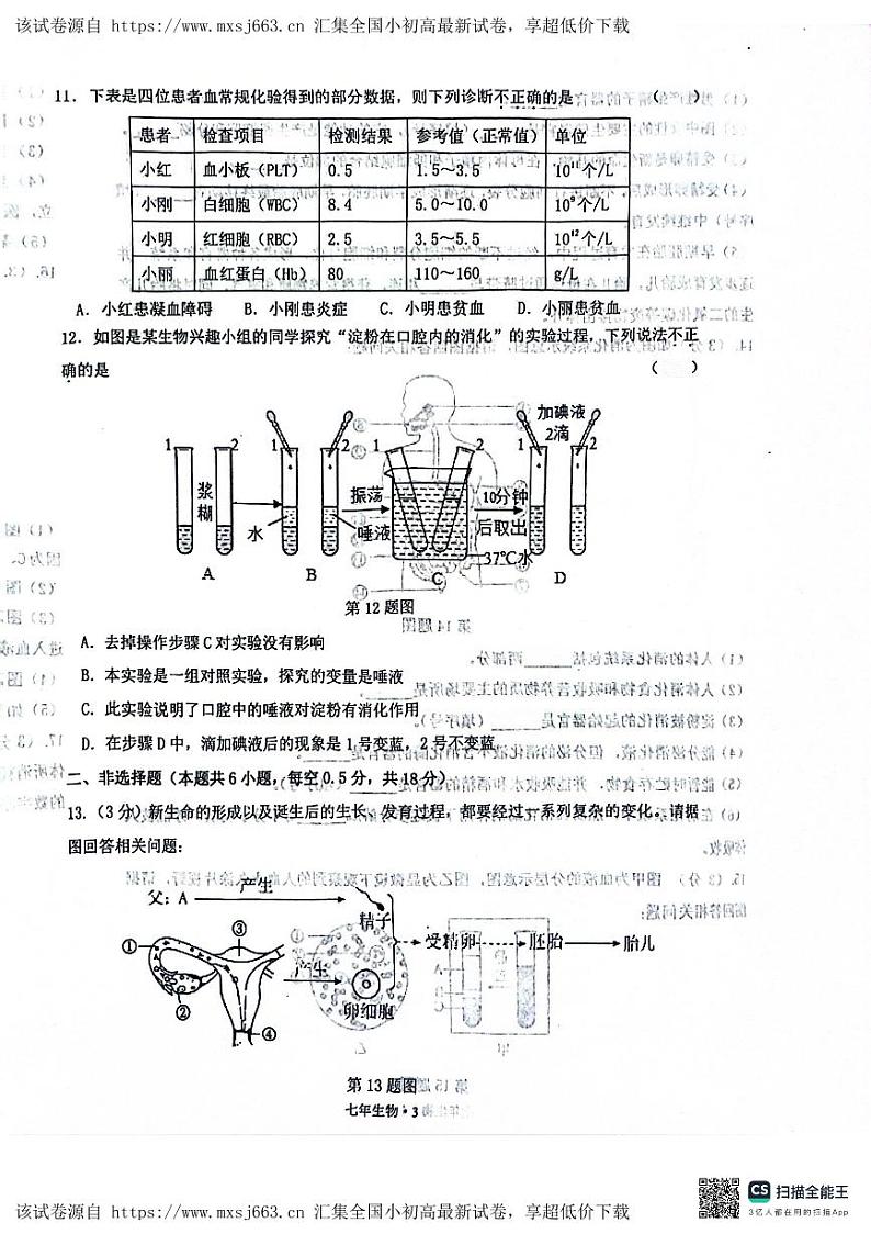64,辽宁省沈阳市沈北新区2023-2024学年七年级下学期5月期中生物试题第3页