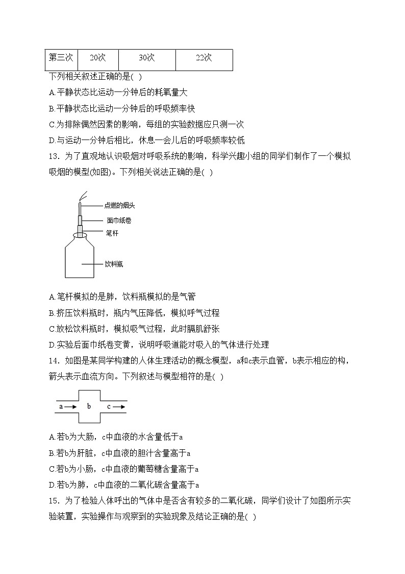 山西省大同市2023-2024学年七年级下学期期中生物试卷(含答案)第3页