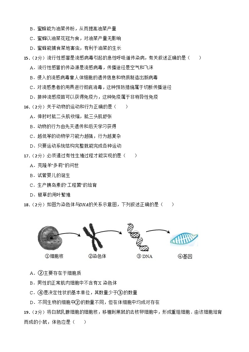 湖南省益阳市2024年中考生物模拟试题第3页