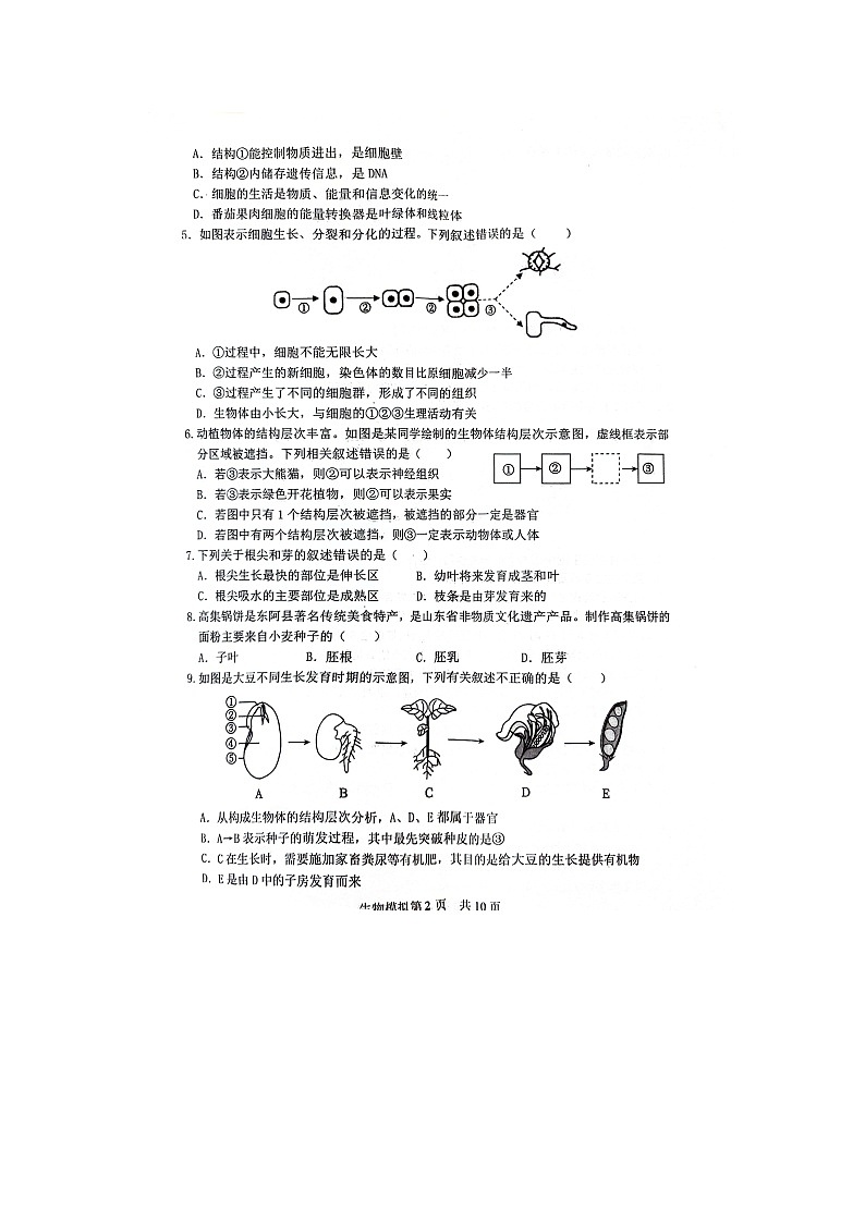 08,2024年山东省聊城市东阿县中考三模生物试题第2页
