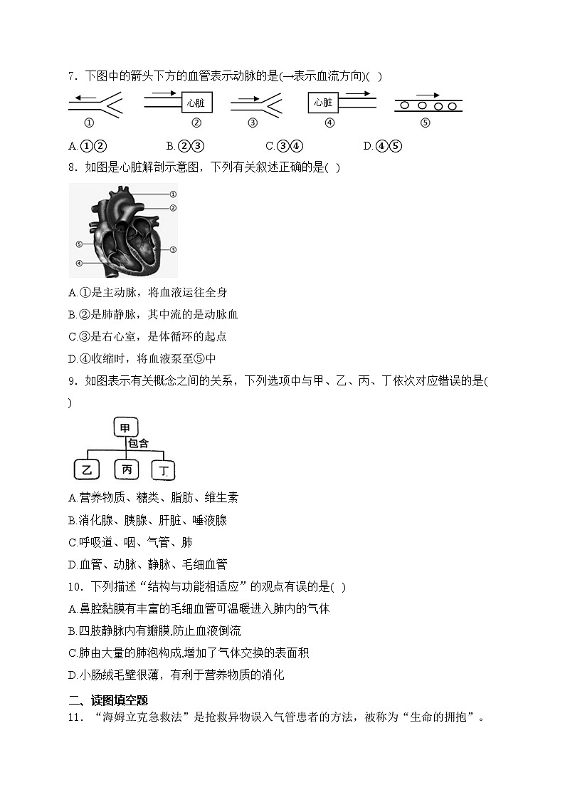 湖北省鄂州市鄂城区2022-2023学年七年级下学期期中质量监测生物试卷(含答案)第3页